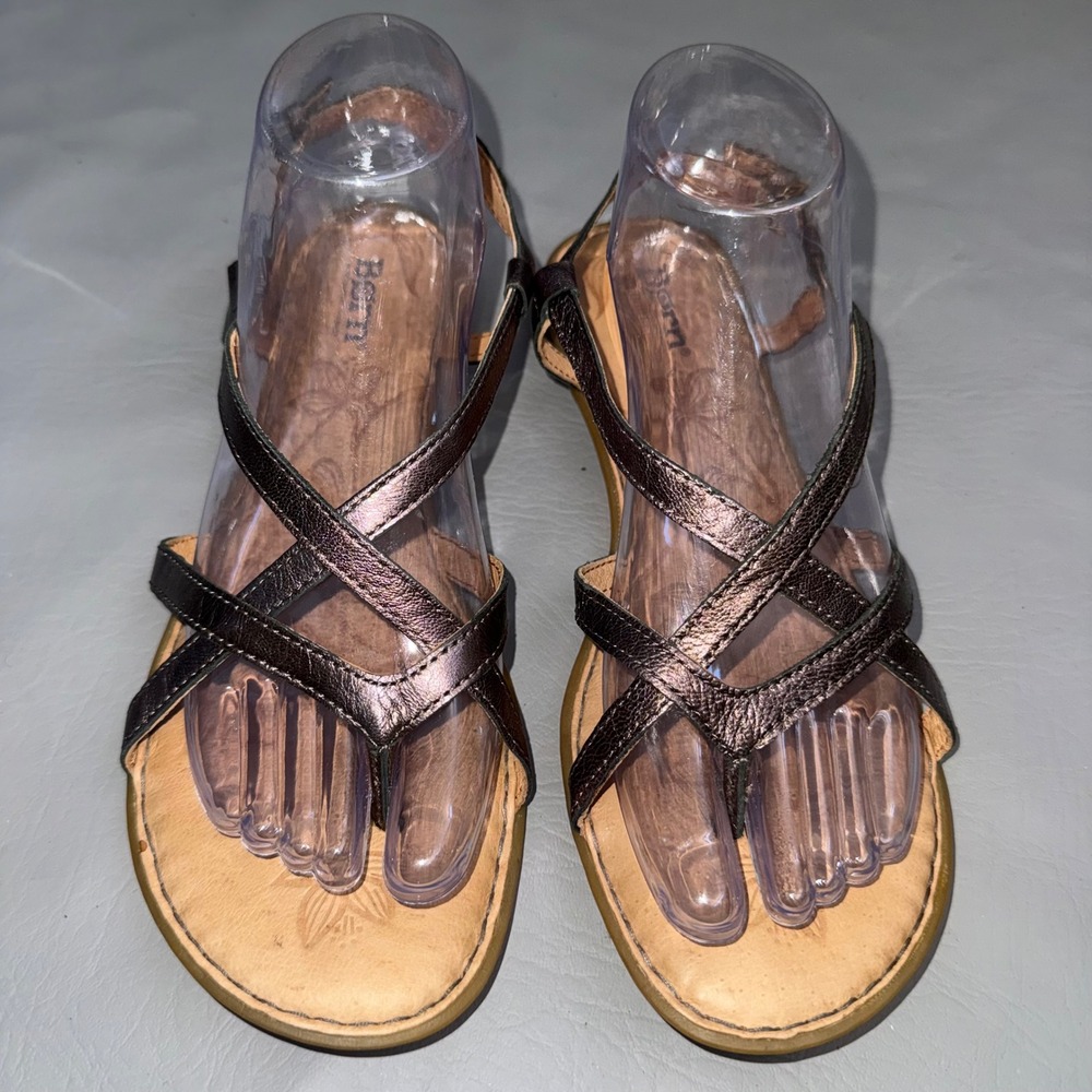Born Mai Metallic Bronze Leather Strappy Gladiator Sandals Womens 8M